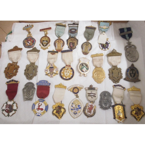 183 - Large collection of R.O.A.B. and other medals/badges, sashes from various lodges to inc. Leeds Rifle... 