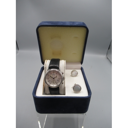 255 - Rotary Dolphin Standard chrome quartz chronograph wristwatch with date , signed Mother of Pearl dial... 