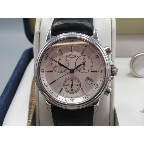 255 - Rotary Dolphin Standard chrome quartz chronograph wristwatch with date , signed Mother of Pearl dial... 