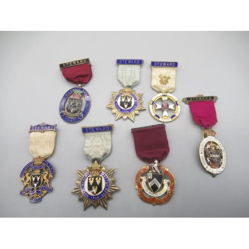 182 - Hallmarked Sterling silver and enamel Royal Masonic Benevolent Institute, 1940 Steward badge, and a ... 