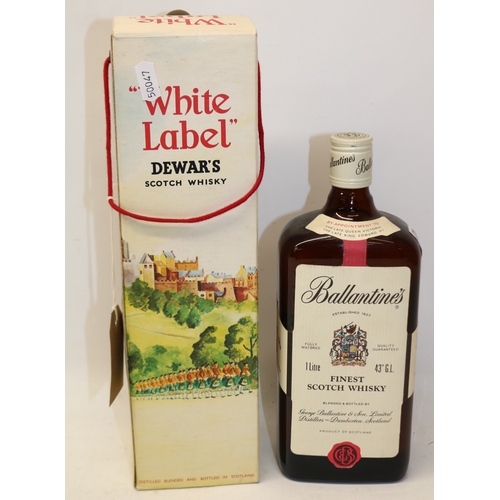 128 - Two bottles of blended Scotch whisky, comprising Ballantine's Finest , 1 ltr. 43% vol, and Dewar's W... 