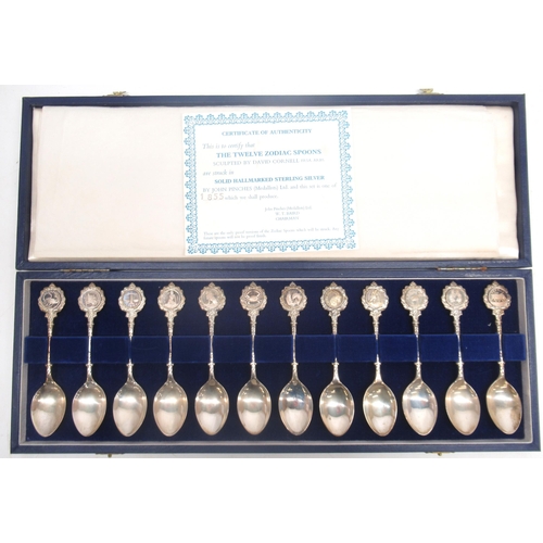 68 - 'The Twelve Zodiac Spoons' cased set of twelve 20th century silver teaspoons by John Pinches, London... 