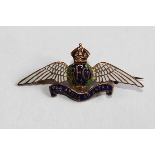 62 - R.F.C. 'Per Ardua Ad Astra' enamel sweetheart brooch. Complete with presentation box

SHIPPING £28.0... 