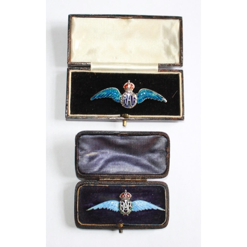 63 - WWII RAF Silver and enamel sweetheart brooch. In presentation box. RAF enamel sweetheart brooch. In ... 