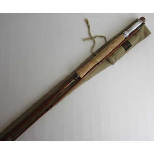 608 - J. S. Sharpe 'The Scottie' 8' 6'' split cane Trout fly rod in two sections, complete with original c... 