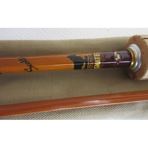 608 - J. S. Sharpe 'The Scottie' 8' 6'' split cane Trout fly rod in two sections, complete with original c... 