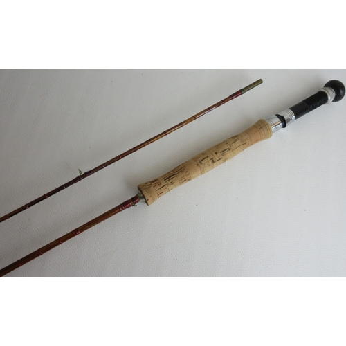 609 - A. D. McLeod of Glasgow 8' split cane Trout fly rod in two sections, complete with original canvas s... 