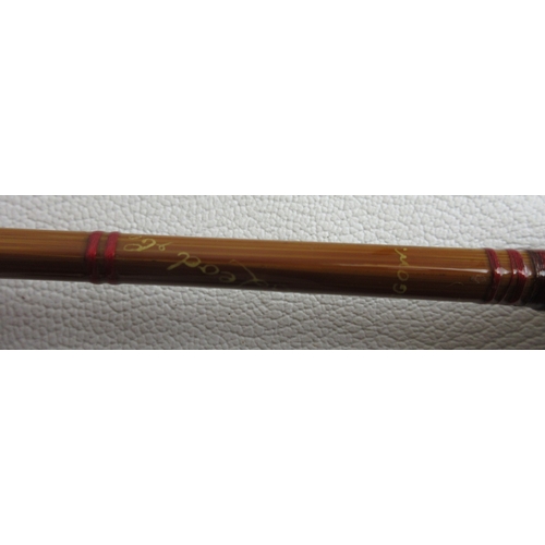 609 - A. D. McLeod of Glasgow 8' split cane Trout fly rod in two sections, complete with original canvas s... 