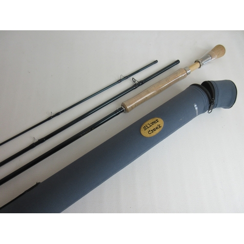 611 - Silver Creek 'Silver Stream SW' 10' fibreglass Salmon rod in three sections, complete with original ... 