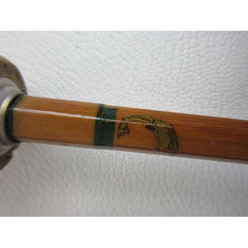 616 - Malloch's of Perth two-section split cane fly rod 9' 6'' complete with original canvas sleeve; South... 