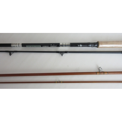 616 - Malloch's of Perth two-section split cane fly rod 9' 6'' complete with original canvas sleeve; South... 