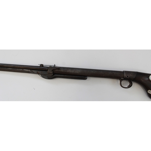 633 - Early C20th under lever .22 air rifle.  Serial number S1089. Overall 115cm. Missing nut cover on but... 