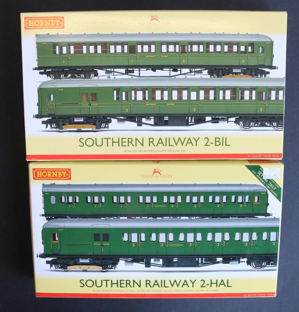 Two Hornby OO gauge Southern Railways 2 coach train packs to include ...