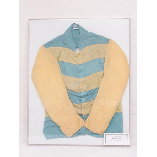 305 - York Racecourse Collection - Framed Colours of Sir Victor Sassoon, worn by Lester Piggott when winni...
