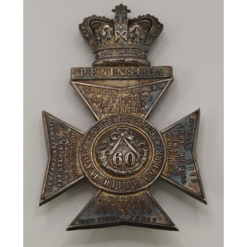60th. Regiment if Foot Kings Royal Rifle Corps Victorian Officer pouch belt plate. 9.5cm
