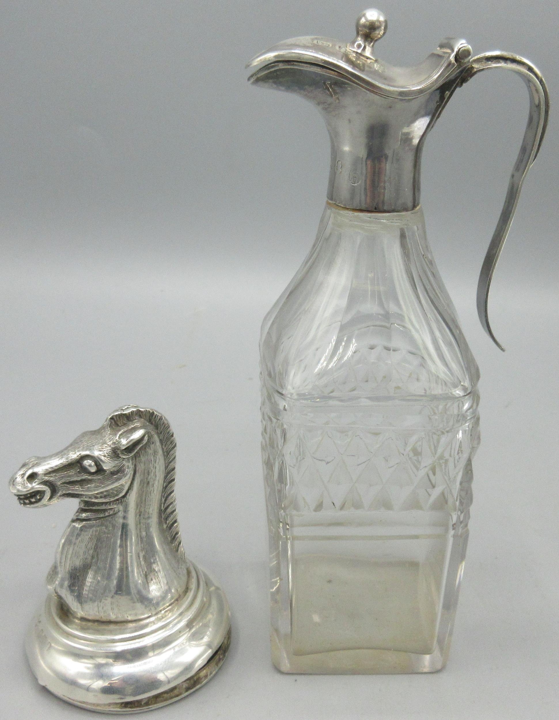 George III silver mounted cut glass oil decanter by John Watson & Son ...