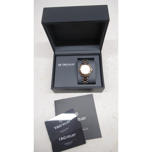 1264 - Tag Heuer 300m Aquaracer, Ladies stainless steel and gold plated quartz wristwatch with date on matc... 