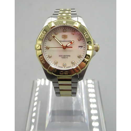 1264 - Tag Heuer 300m Aquaracer, Ladies stainless steel and gold plated quartz wristwatch with date on matc... 