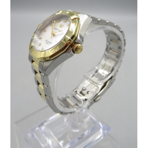 1264 - Tag Heuer 300m Aquaracer, Ladies stainless steel and gold plated quartz wristwatch with date on matc... 