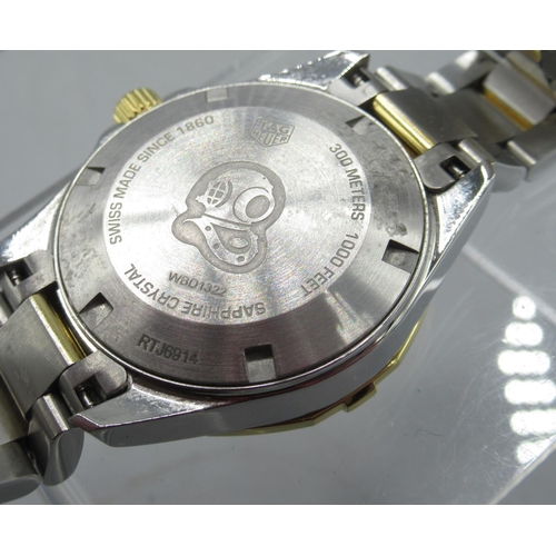 1264 - Tag Heuer 300m Aquaracer, Ladies stainless steel and gold plated quartz wristwatch with date on matc... 
