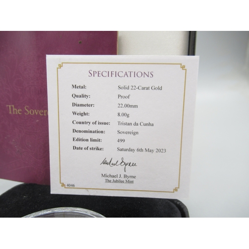 14 - Jubilee Mint - The Coronation of King Charles III Solid Gold Proof Sovereign encapsulated in case wi... 