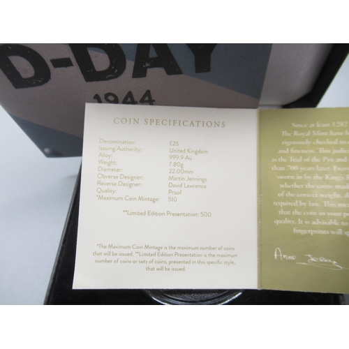 15 - The Royal Mint - D-Day 2024 UK 1/4oz Gold Proof Coin encapsulated in case with COA 386/500

Shipping... 