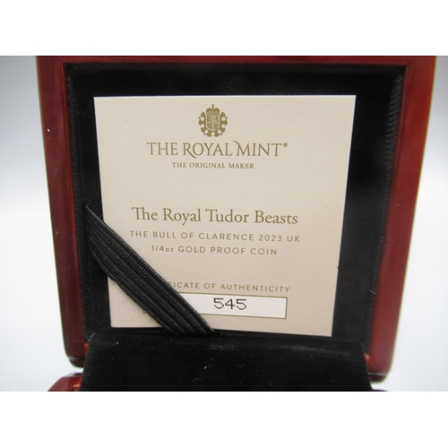 30 - The Royal Mint - The Royal Tudor Beasts The Bull of Clarence 2023 UK 1/4oz Gold Proof Coin encapsula... 