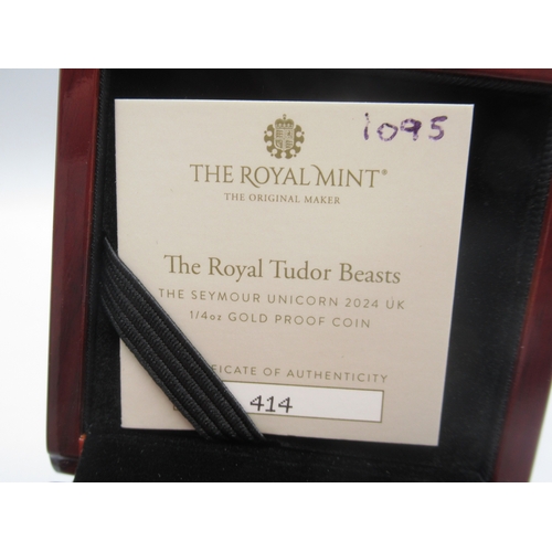 31 - The Royal Mint - The Royal Tudor Beasts The Seymour Unicorn 2024 UK 1/4oz Gold Proof Coin encapsulat... 
