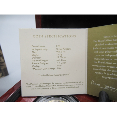 37 - The Royal Mint - The Queens Reign Honours and Investitures 2022 UK 1/4oz Gold Proof Coin encapsulate... 