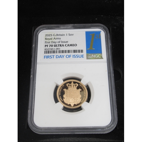 39 - Jubilee Mint - The United Kingdoms 2025 Gold Proof Sovereign NGC PF70 First Day of Issue encapsulate... 