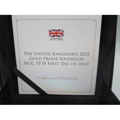 39 - Jubilee Mint - The United Kingdoms 2025 Gold Proof Sovereign NGC PF70 First Day of Issue encapsulate... 