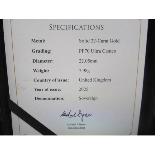 39 - Jubilee Mint - The United Kingdoms 2025 Gold Proof Sovereign NGC PF70 First Day of Issue encapsulate... 