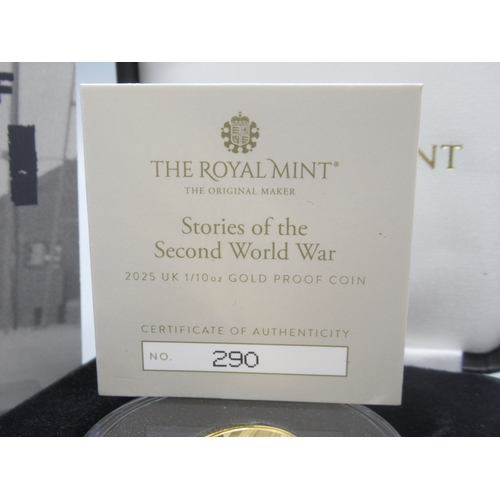 61 - The Royal Mint - Stories of the Second World War 2025 UK 1/10oz Gold Proof Coin encapsulated in case... 