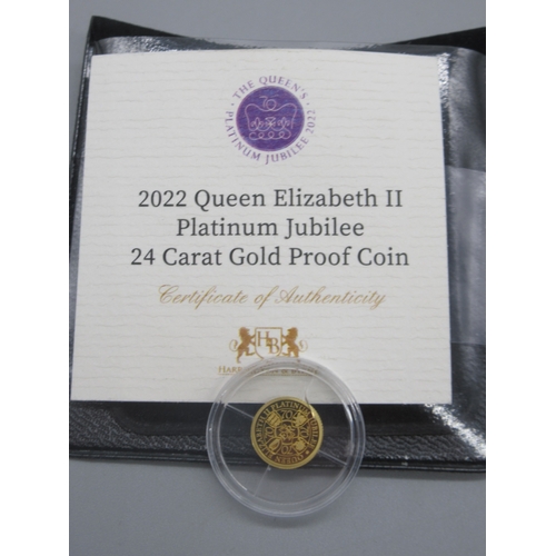 7 - George V 1912 Sovereign & Harrington & Byrne 2022 Queen Elizabeth II Platinum Jubilee 24 Carat Gold ... 