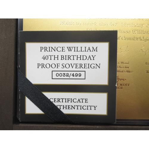 44 - The London Mint Office - Prince William 40th Birthday Proof Sovereign No.0032/449 encapsulated in ca... 