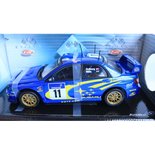 Three 1/18 scale diecast Subaru rally car models to include a Hot ...