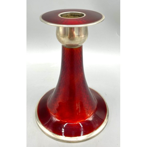 Gustav Gaudernack for David Andersen - early 20th century silver guilloche enamel candle stick, deep red engine turned pattern, flared stem tapering to a circular base, circa 1905-1910, H11cm D8.5cm

Shipping £33.00 plus vat (UK Only)