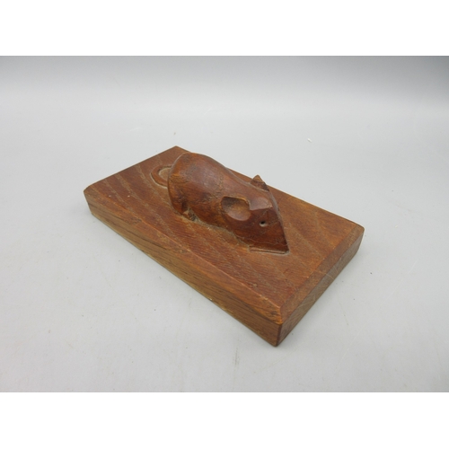 Yorkshire Oak - an oak rectangular paperweight carved with a mouse ...