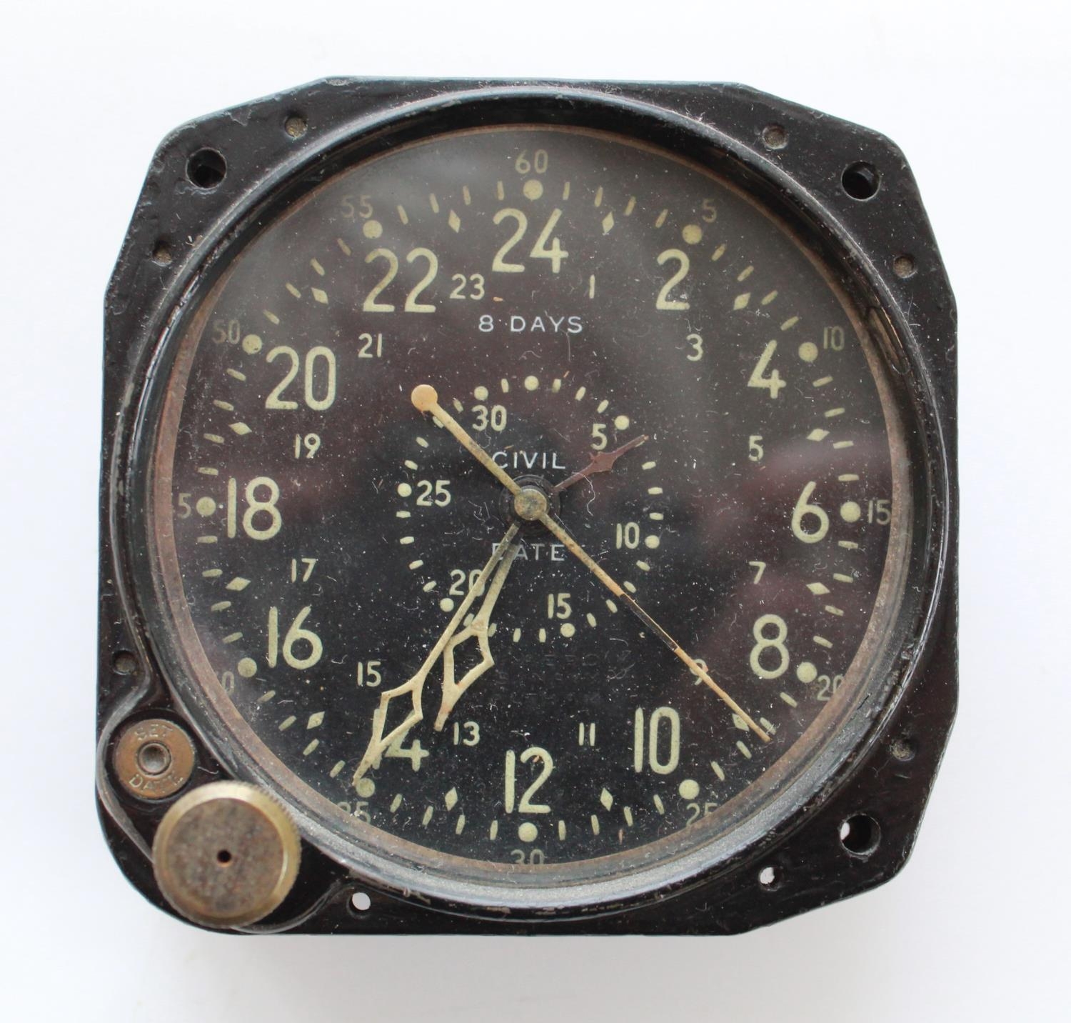 USAAF USN 8Day cockpit clock by 3'' black dial