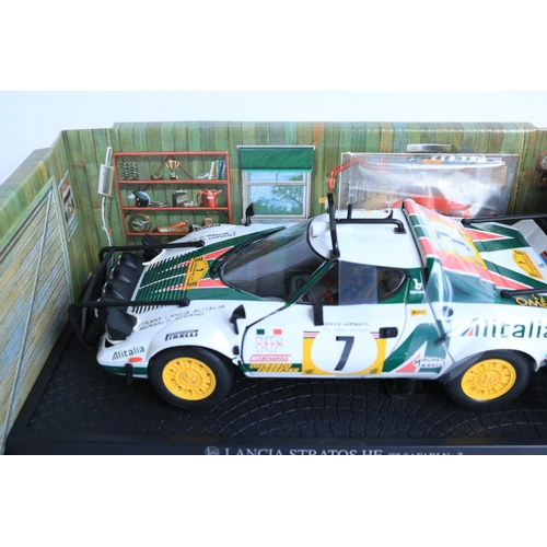 329 - Four 1/18 scale diecast rally car models, all with condition issues to include a limited edition Sun... 