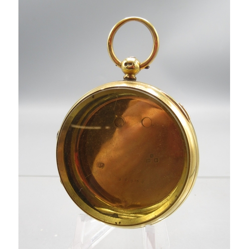 62 - 18ct gold key wound chronograph pocket watch case, no. 36796, Chester 1890, gross weight 59g, D54.6m...