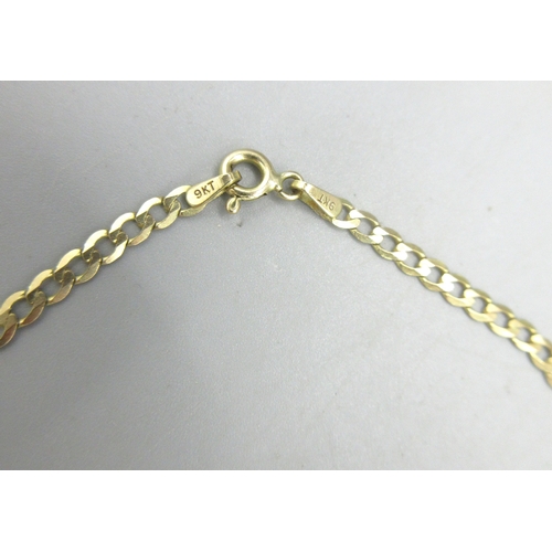 25 - 9ct yellow gold flat chain link necklace, stamped 9kt, L46cm, 3.70g

Shipping £23.00 plus vat (UK On... 