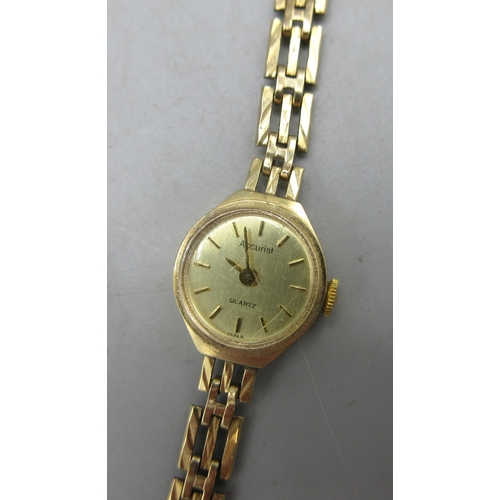48 - 9ct yellow gold Accurist wristwatch with gate bracelet, case and clasp stamped 375, 11.00g

Shipping... 