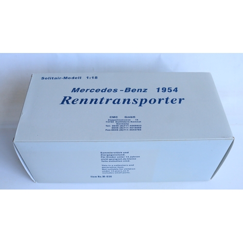 333 - CMC 1/18 scale M-036 Mercedes-Benz 1954 Renntransporter highly detailed diecast metal model vehicle,... 