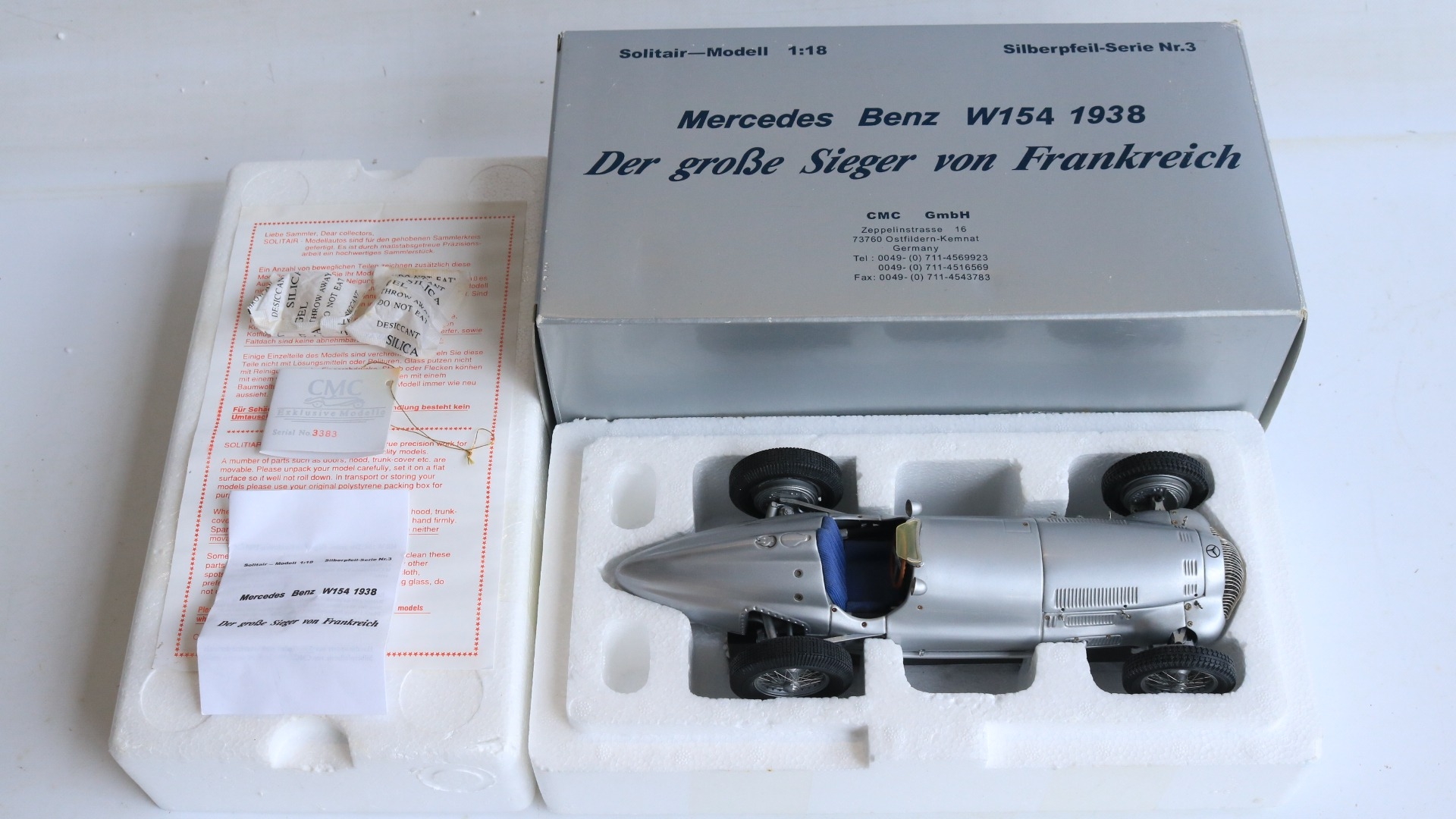 CMC M-025 1/18 scale Mercedes-Benz W154 1938 Silver Arrow