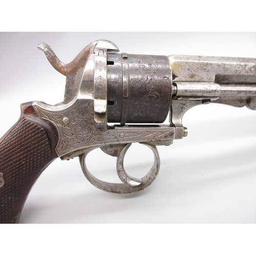 1 - Belgian six shot pinfire revolver with side folding 3.5