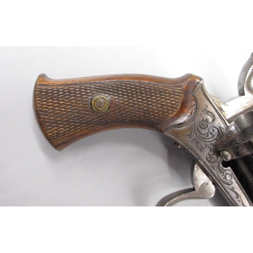 10 - Small French 7mm pinfire revolver retaining much of original finish, 3.5