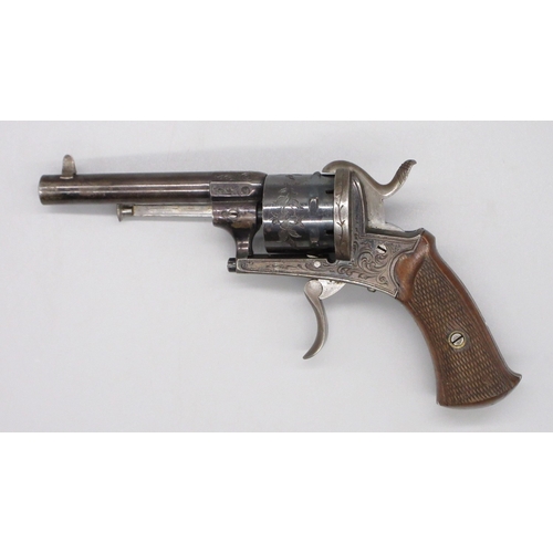 10 - Small French 7mm pinfire revolver retaining much of original finish, 3.5