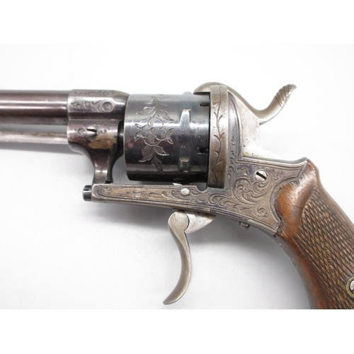 10 - Small French 7mm pinfire revolver retaining much of original finish, 3.5