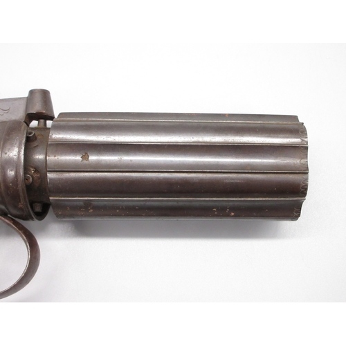 11 - Six shot 80 bore percussion pepperbox revolver, by Snowden of Alnwick, 3.5